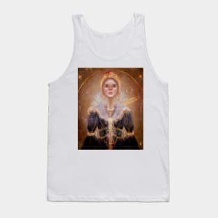 The Queen of Time: Fantasy Fairy Queen Golden Crown, Opal Jewelry, and Fantasy Fashion Illustration Tank Top